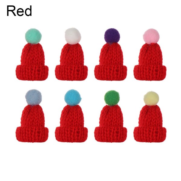 10stk Strikket hårballlue Kreative luer RØD 10STK Red 10pcs