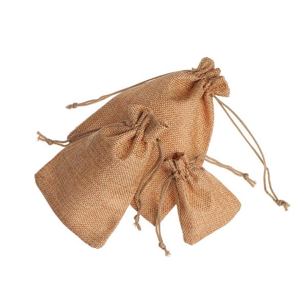 5 stk Jute Gaveposer Snørepose Candy Organizer BEIGE beige 13x18cm