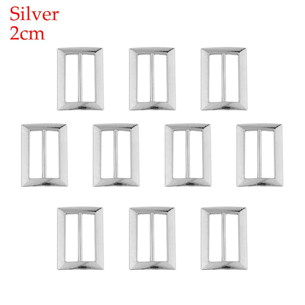 10 kpl Tri-glide solki Säädä soljet Reppuhihnat SILVER 2CM Silver 2cm