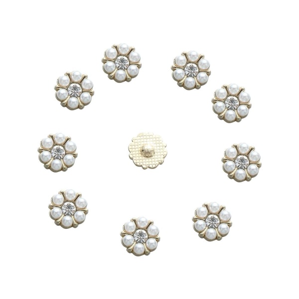 10 STK Pearl Button Rhinestone-knapper 2 2