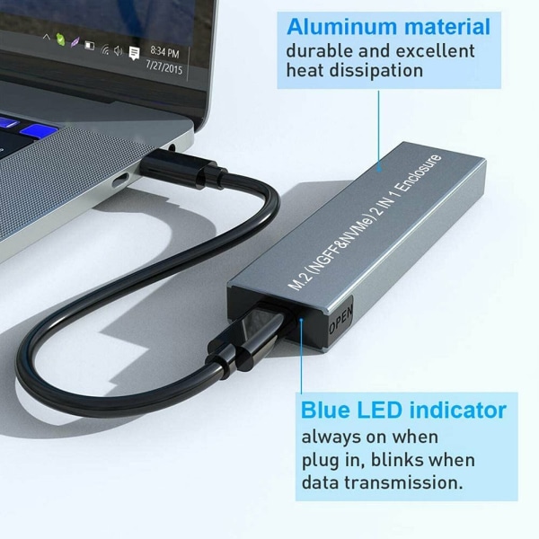 M.2 SSD-deksel USB 3.1 til NGFF NVME Adapter Converter MODELL-1 Model-1