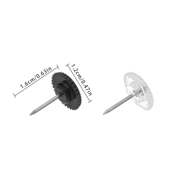 100 stk Gear Plastic Tacks Push Pins SORT black