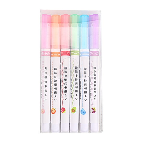 6PCS Curve Highlighter Penna Markers Penna Flera former