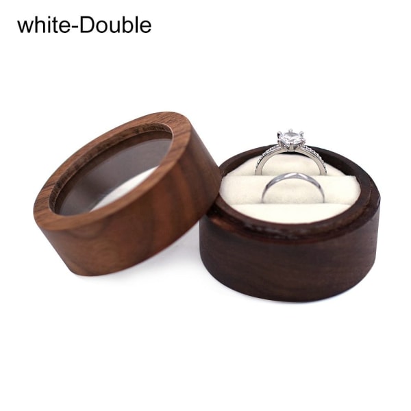 Smyckeskrin Ring Förvaringslåda VIT DUBBEL DUBBEL white Double-Double