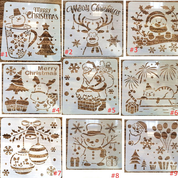 Julestil stencil spraymaling skabelon #4 #4 #4