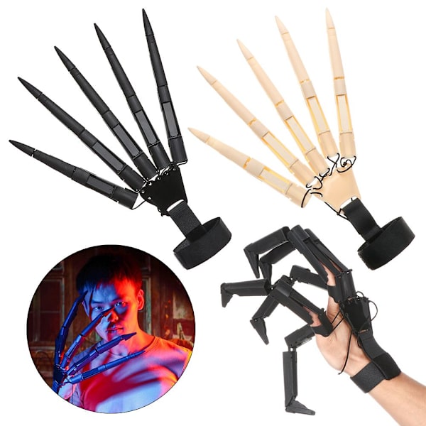 Artikulerede fingre Halloween fingerhandsker SORT VENSTRE HÅND Black Left Hand