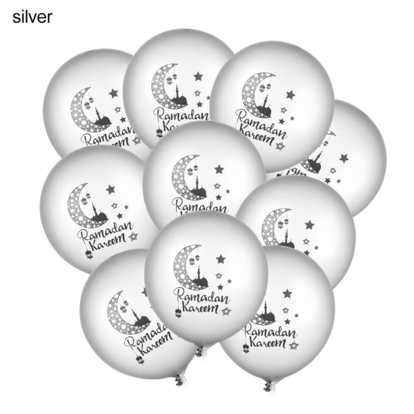 10st Eid Mubarak latexballonger SILVER silver
