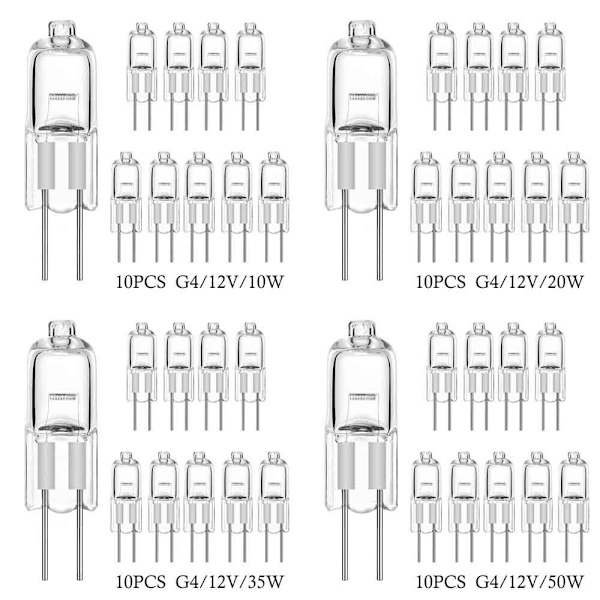 10 stk halogenpærer kapsellamper G4-12V-10W G4-12V-10W G4-12V-10W