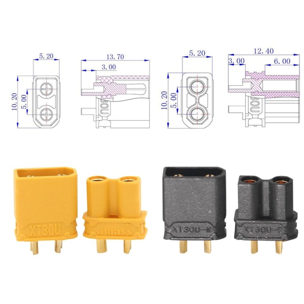 10 kpl XT30U XT30 liittimet KELTAINEN 10 kpl 10 kpl yellow 10PCS-10PCS