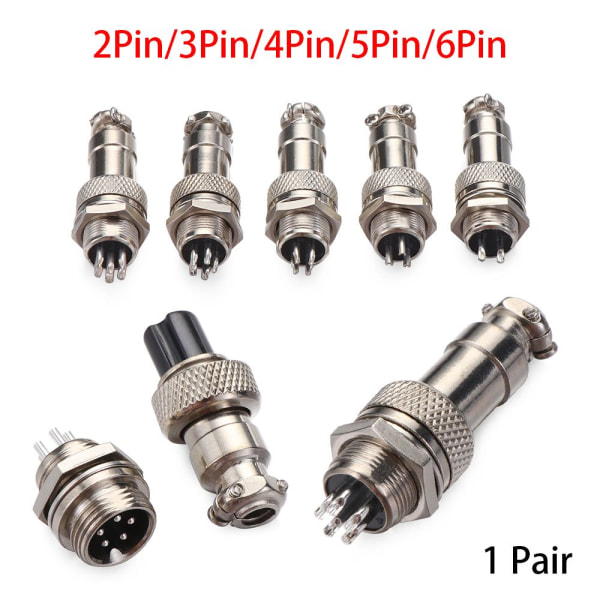 1Par Aviation Socket Plugg GX12 Hann & Kvinne 6 PIN 6 Pin