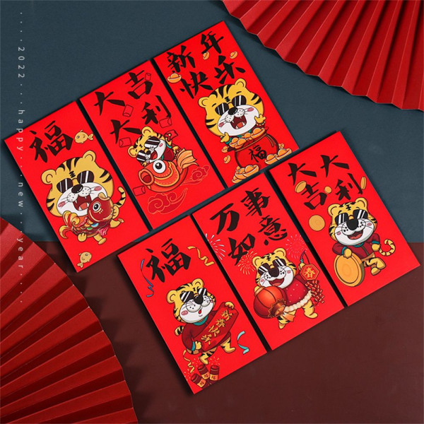 6 stk røde konvolutter HongBao Paper B B