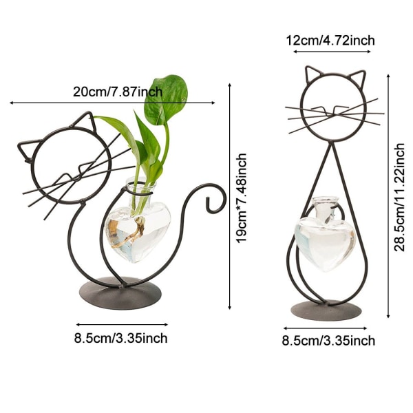 Hydroponic Plant Vas Vase i klart glas SVART 2 2 black 2-2