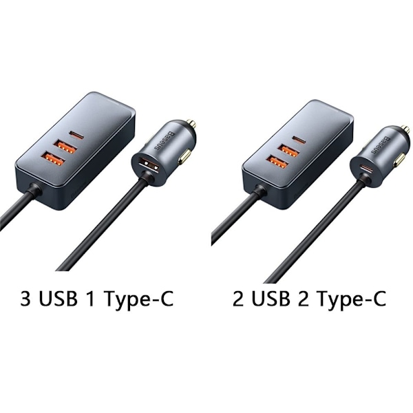 Strømadapter Hurtiglader 3 USB 1 TYPE-C 3 USB 1 TYPE-C 3 USB 1 Type-C