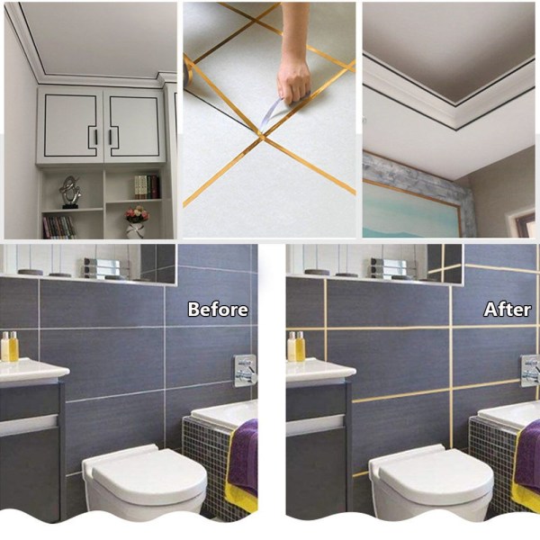 Dekorative Lines Wall Sticker GULL 1,3CM Gold 1.3cm