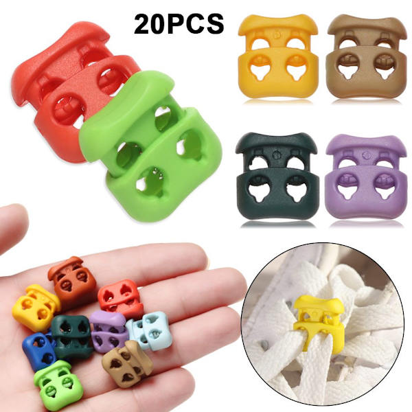 20 kpl Stoppper Cord Lock Bean Toggle Clip vaatteet kengännauha
