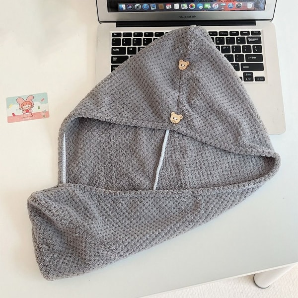 Snabbtorkande cap Microfiber Hårhandduk GRÅ grey