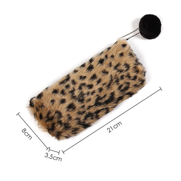 Leopard Print Pehmokynälaukku Hiuspallokynäsäilytyspussi Brown