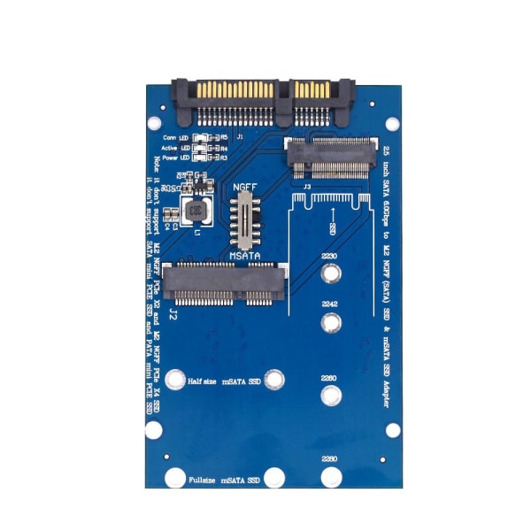 Adapterplate M.2 MSATA til SATA BLÅ Blue