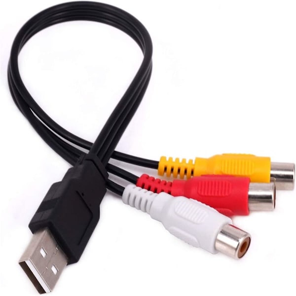 USB til 3 RCA-kabel Audio Videoledning 0,3M USB-M TIL RCA-F 0,3M 0.3m USB-M to RCA-F