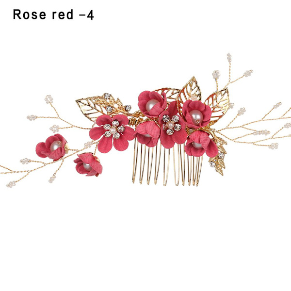 Hårkammar Blomma Hårnål Brudklämmor ROSE RED 4 rose red 4