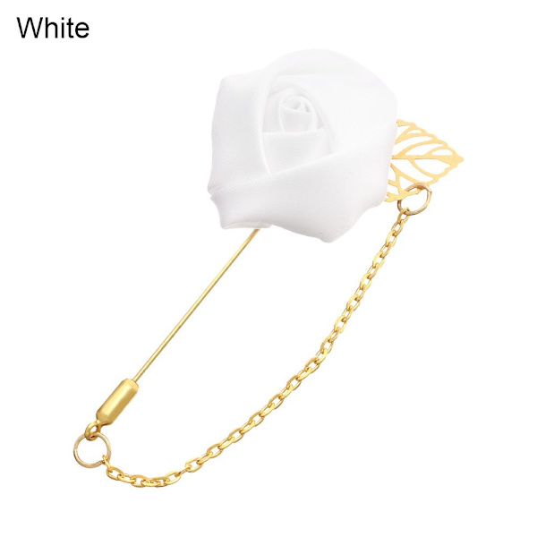 Rose Flower Broche Brudgum Boutonniere VIT White