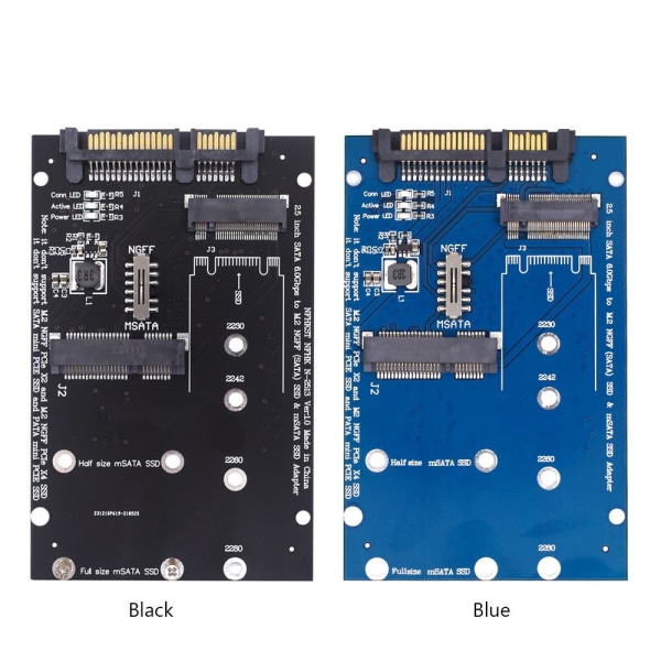 Adapterplate M.2 MSATA til SATA BLÅ Blue