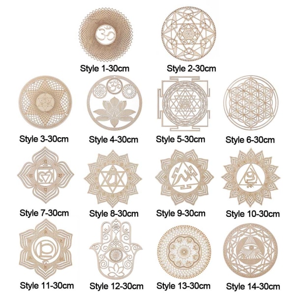 Flower Of Life Energimatte Slice Wood Base STIL 5-30CM Style 5-30cm