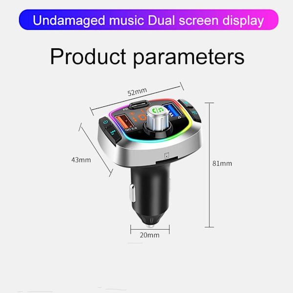 Bluetooth FM-sändare Car Kit Adapter Dubbel USB laddare