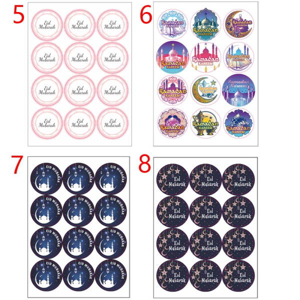 120 st Eid Mubarak Klistermärke Box Seal Sticker 4 4 4