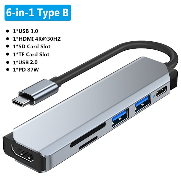 USB C HUB Type-C splitter 6-I-1 TYPE B 6-in-1 Type B