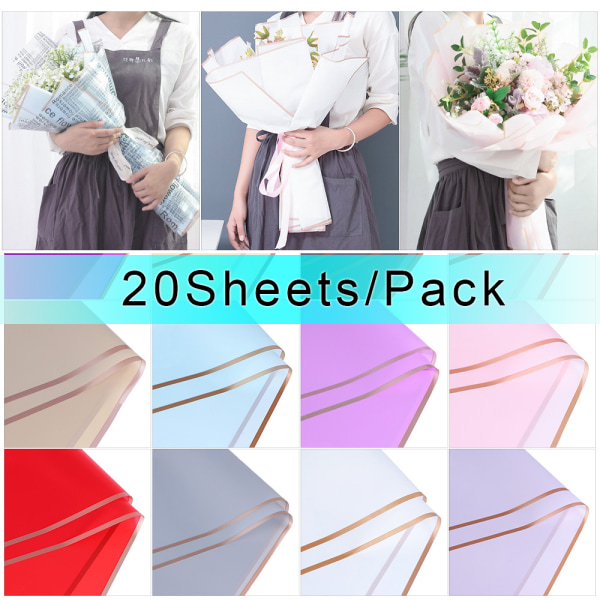 20 Ark/Pakke Indpakningspapir Rose Blomst Emballage SØLV silver 20Sheets/Pack-20Sheets/Pack