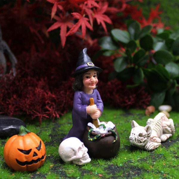 Halloween Witch Figuurit Kissan luuranko Skull Bones