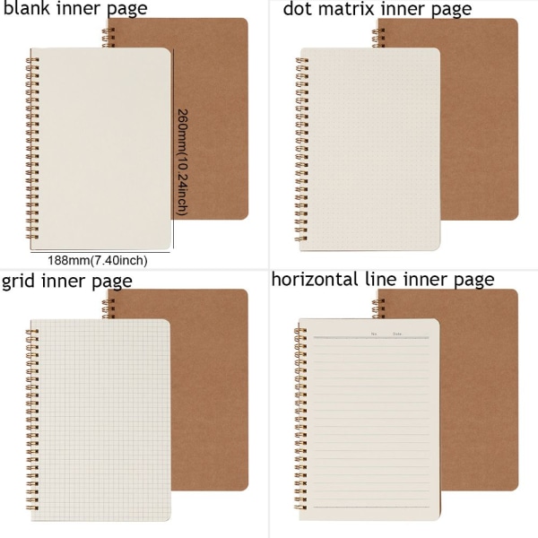 Kraft Paper Notebook Coil Notebooks B5 A5 HORISONTAL LINE INNER A5