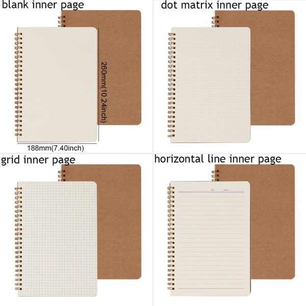 Kraft Paper Notebook Coil Notebooks B5 B5 DOT MATRIX INDER SIDE B5