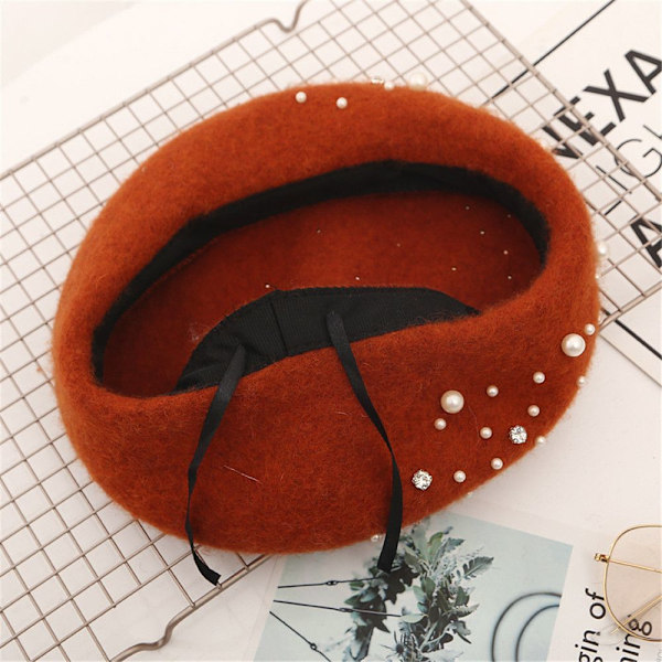 Ull Beret Cap Høst Beret Hat RØD red