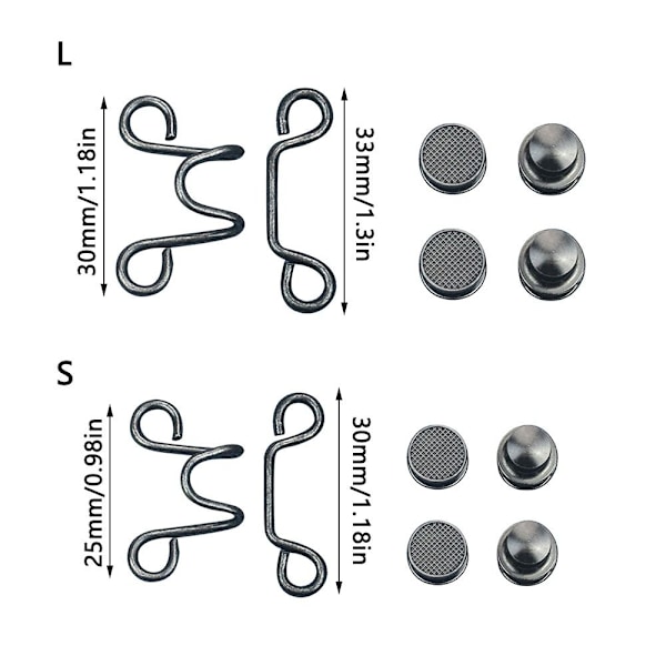 2st justerbara knappstift Knappklämma SVART L Black L