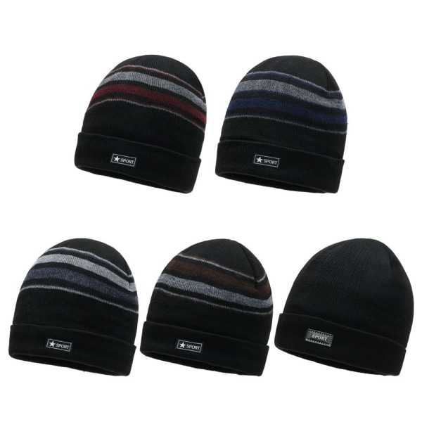 Neulotut Stripe Beanies Talvi Syksy Hatut NAVY Navy