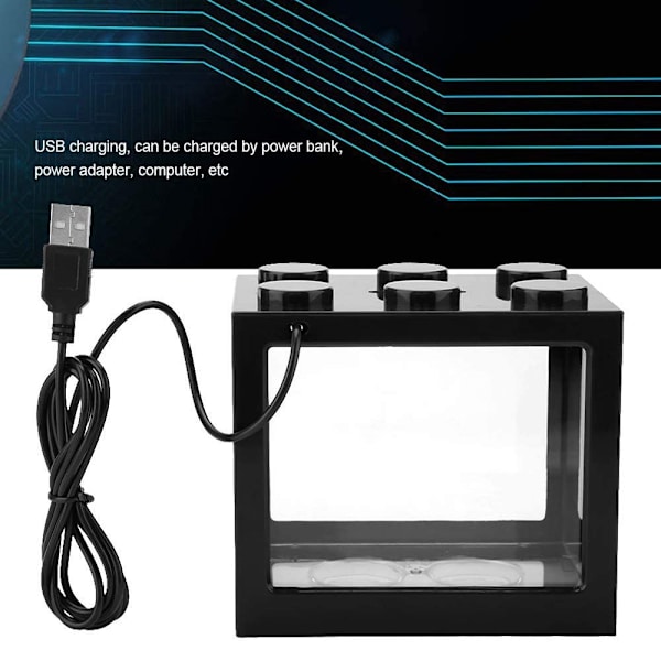 USB fisketank LED-lampe SVART Black
