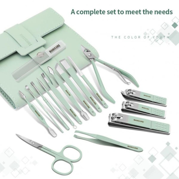 Nagelklippningsset Nagelmanikyrverktyg SET 12 ST 12 ST Green 12 pcs-12 pcs