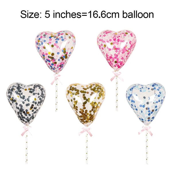 5 STK Ballon Kage Topper Konfetti Ballon FARVE 1 FARVE 1 Color 1