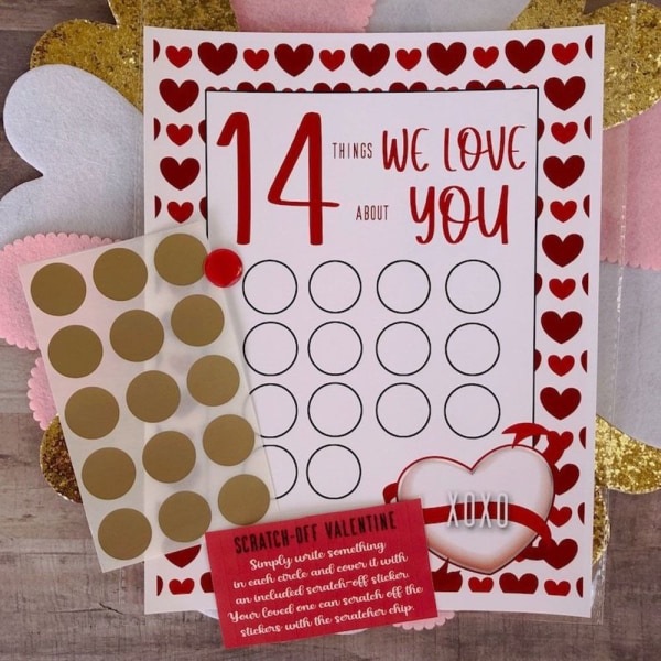 Valentine Scratch Off Print Hilsen Kærlighed Skrabelod B B B