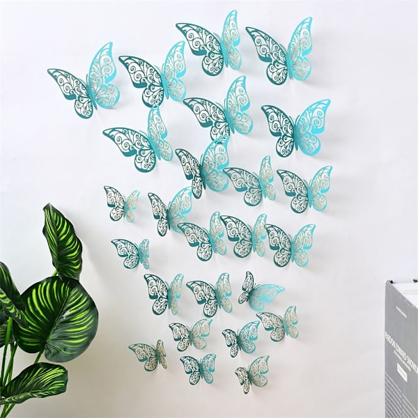12 STK/Pakke 3D Butterfly Stickers Vægdekaler 12 STK/PACK606 606 12PCS/Pack606