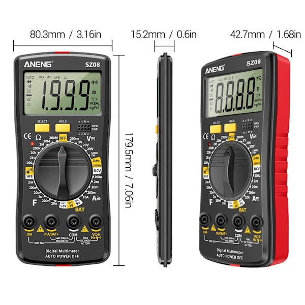 Digital Smart Multimeter Strömspänningstestare SVART Black