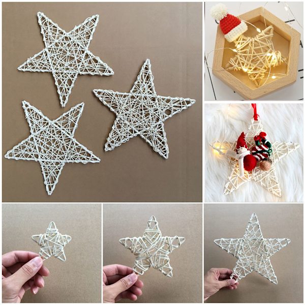 1 STK White Rattan Star Indonesisk Vine juledekorasjon DIA