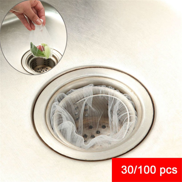 30/100 Stk Vask Si Filter Net Køkken Afløb Tilstopning 100 pcs