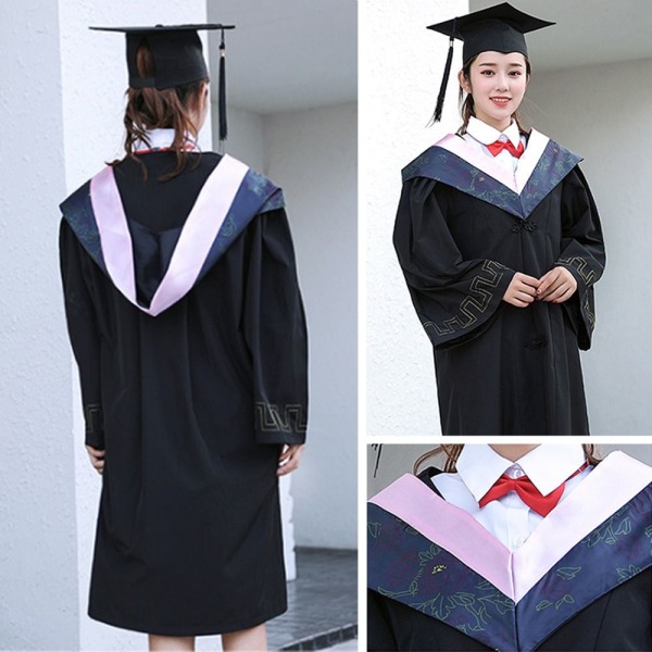 Graduation Klänning Set Mortarboard Hatt MGREY COLLAR GREY COLLAR MGrey Collar
