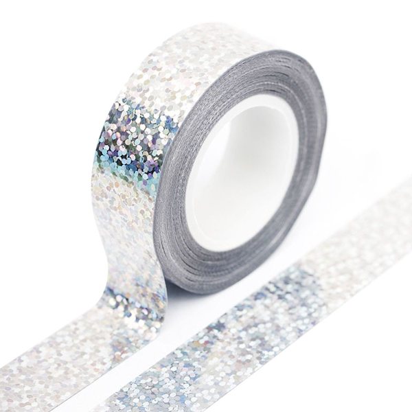 3 Roll Glitter Washi Tape Laser Foil Tarra SILVER 3 ROLL 3 Silver 3 Roll-3 Roll