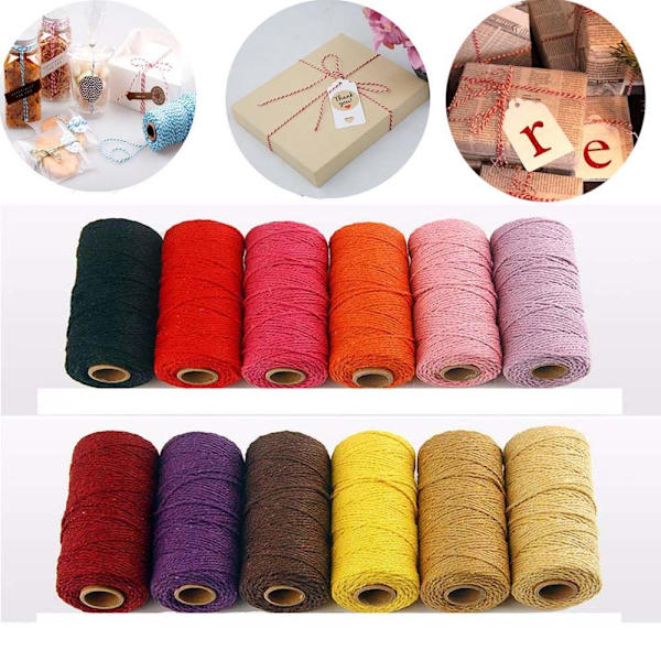 100 meter/rulle Bomuldssnore Twin Snor DIY Rope 2 2