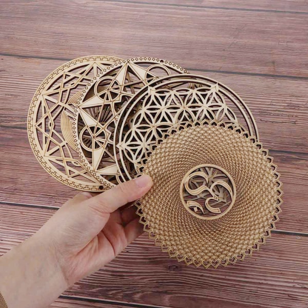 Flower Of Life Energimatte Slice Wood Base STIL 5-30CM Style 5-30cm