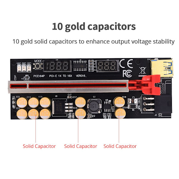 Riser Card PCI-E PUNAINEN Red